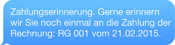 Beispiel SMS für Zahlungserinnerungen
